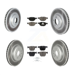 Front Rear Coated Disc Brake Rotors And Ceramic Pads Kit (6Pc) For BMW 740Li 740i 535i GT xDrive ActiveHybrid 7 KGC-102124