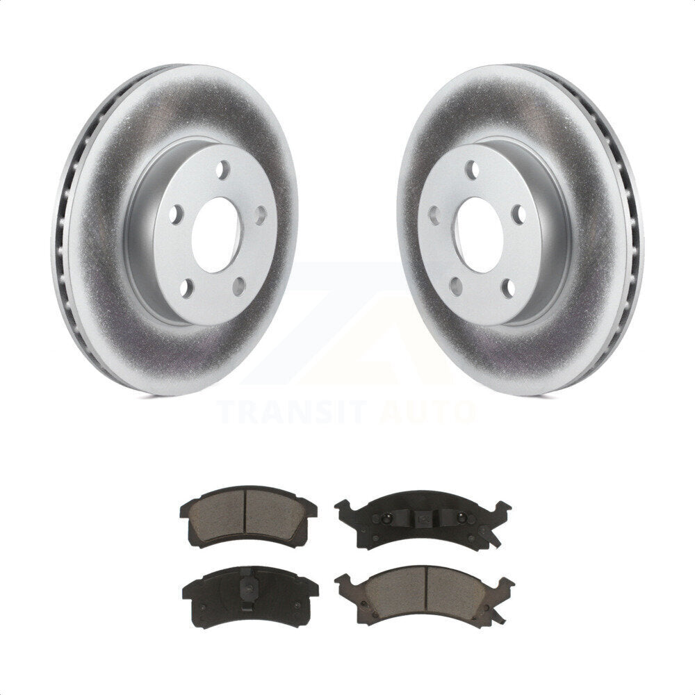 Front Coated Disc Brake Rotors And Ceramic Pads Kit For Chevrolet Cavalier Pontiac Sunfire Grand Am Buick Skylark Corsica Oldsmobile Achieva Beretta Sunbird Cutlass Calais KGC-102192 by Transit Auto