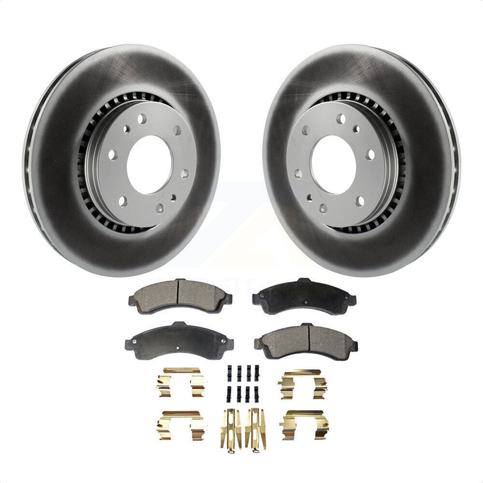 Front Coated Disc Brake Rotors And Semi-Metallic Pads Kit For Chevrolet Trailblazer GMC EXT Envoy XL Buick Rainier XUV SSR Isuzu Ascender Saab 9-7x KGF-100018 by Transit Auto