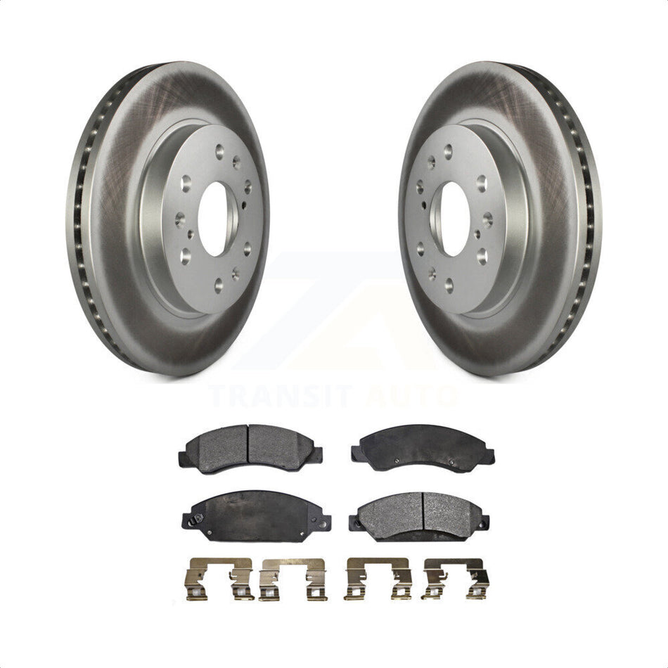 Front Coated Disc Brake Rotors And Semi-Metallic Pads Kit For 2007-2007 Chevrolet Tahoe GMC Suburban 1500 Yukon Cadillac Avalanche XL Escalade ESV EXT KGF-100034 by Transit Auto