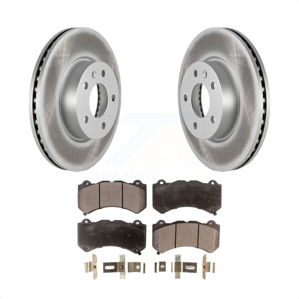 Front Coated Disc Brake Rotors And Semi-Metallic Pads Kit For 2017 Cadillac ATS V With 300mm Diameter Rotor KGF-100066 by Transit Auto