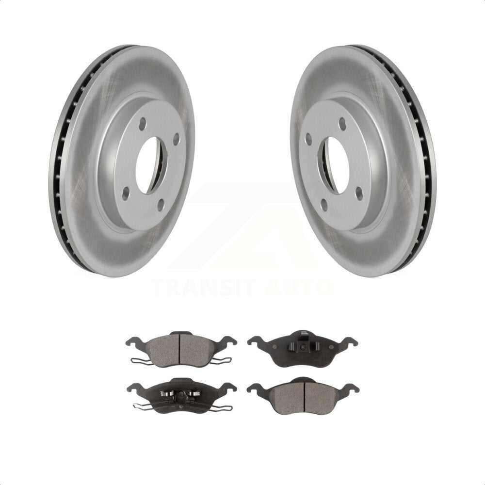 Front Coated Disc Brake Rotors And Semi-Metallic Pads Kit For Ford Focus KGF-100080 by Transit Auto