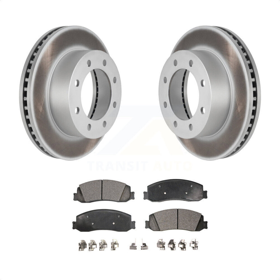 Front Coated Disc Brake Rotors And Semi-Metallic Pads Kit For Ford F-350 Super Duty F-250 4WD KGF-100095 by Transit Auto