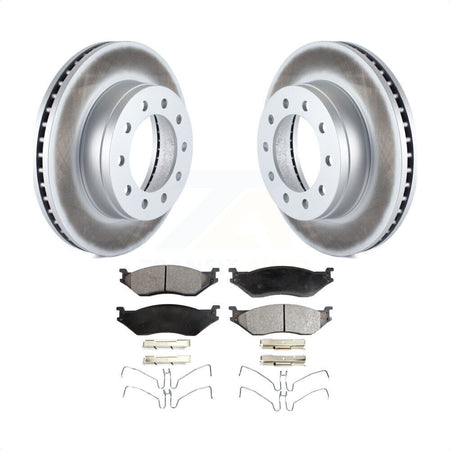 Front Coated Disc Brake Rotors And Semi-Metallic Pads Kit For Ford F-450 Super Duty F-550 International CF500 CF600 KGF-100098 by Transit Auto