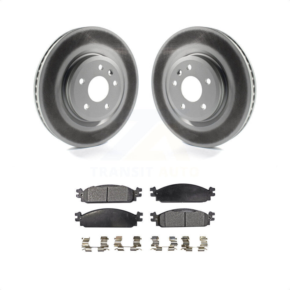 Front Coated Disc Brake Rotors And Semi-Metallic Pads Kit For 2009-2010 Lincoln MKS KGF-100115 by Transit Auto