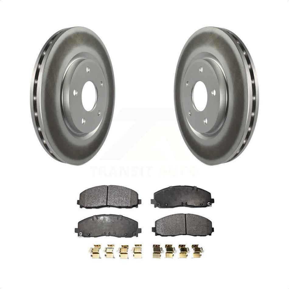 Front Coated Disc Brake Rotors And Semi-Metallic Pads Kit For Dodge Grand Caravan Chrysler Journey Town & Country Pacifica Ram C/V Volkswagen Routan Voyager KGF-100173 by Transit Auto