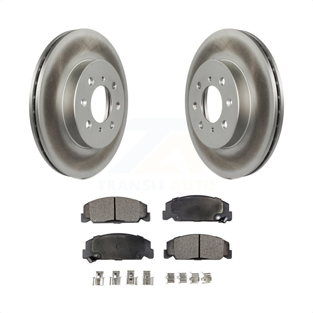 Front Coated Disc Brake Rotors And Semi-Metallic Pads Kit For 1997 Honda Civic LX with 4-Wheel ABS KGF-100179 by Transit Auto