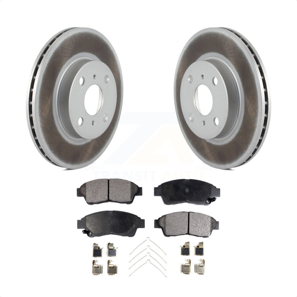 Front Coated Disc Brake Rotors And Semi-Metallic Pads Kit For 1993-1997 Toyota Corolla Geo Prizm KGF-100191 by Transit Auto