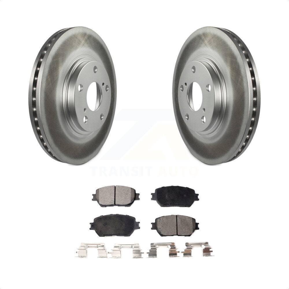 Front Coated Disc Brake Rotors And Semi-Metallic Pads Kit For 2002-2004 Toyota Camry With 296mm Diameter Rotor Stepped Hat Design KGF-100230 by Transit Auto