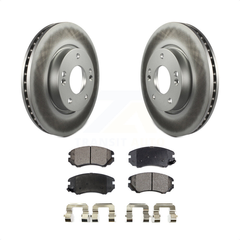 Front Coated Disc Brake Rotors And Semi-Metallic Pads Kit For Hyundai Kia Sonata Soul Sportage Tucson Optima Tiburon Magentis KGF-100263 by Transit Auto