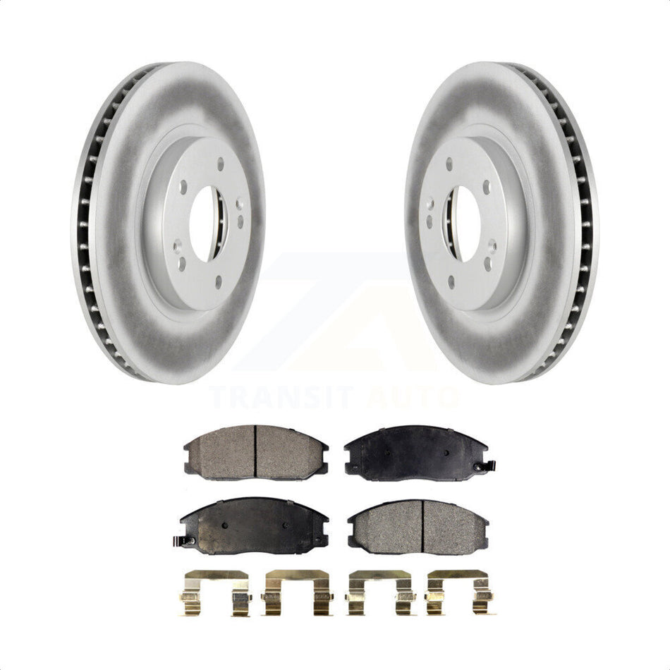 Front Coated Disc Brake Rotors And Semi-Metallic Pads Kit For 2001-2006 Hyundai Santa Fe With 294mm Diameter Rotor KGF-100265 by Transit Auto