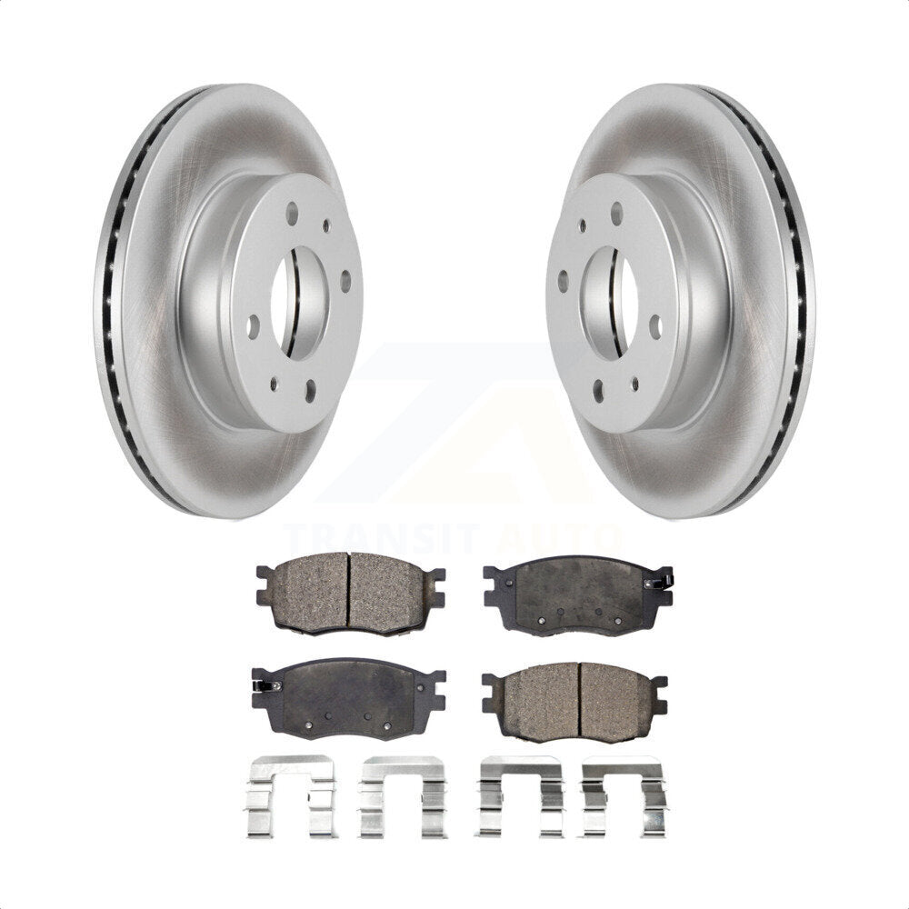 Front Coated Disc Brake Rotors And Semi-Metallic Pads Kit For 2006 Hyundai Accent Hatchback KGF-100282 by Transit Auto