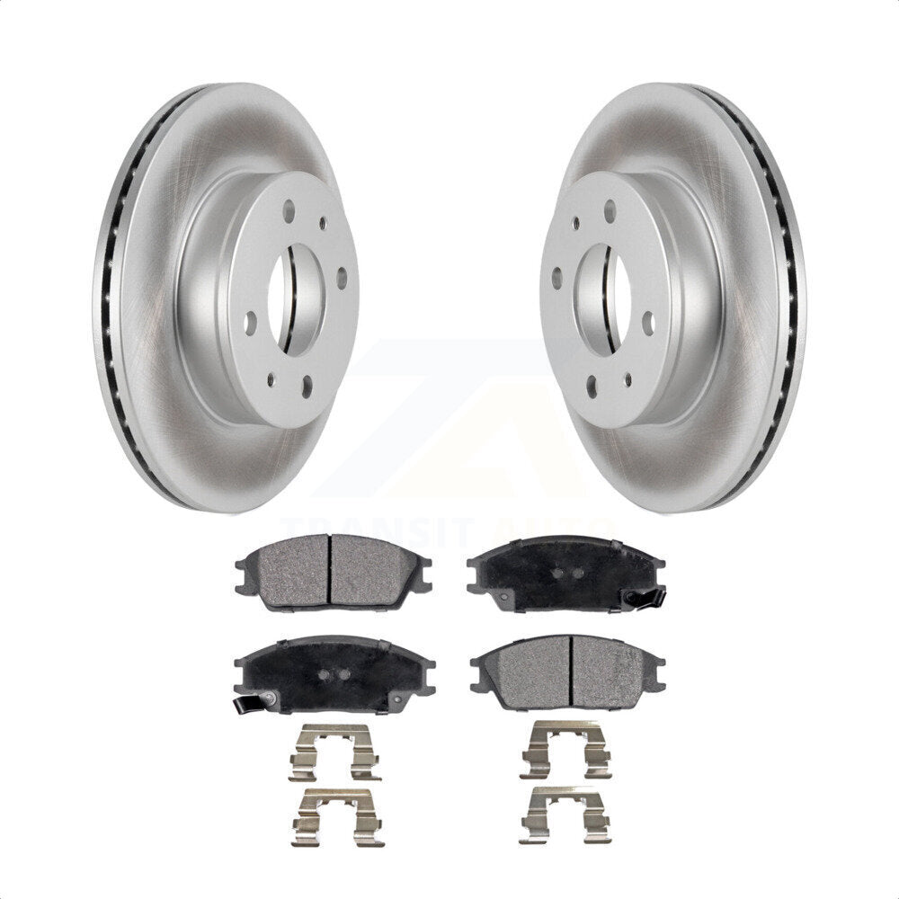 Front Coated Disc Brake Rotors And Semi-Metallic Pads Kit For 2000-2005 Hyundai Accent KGF-100283 by Transit Auto