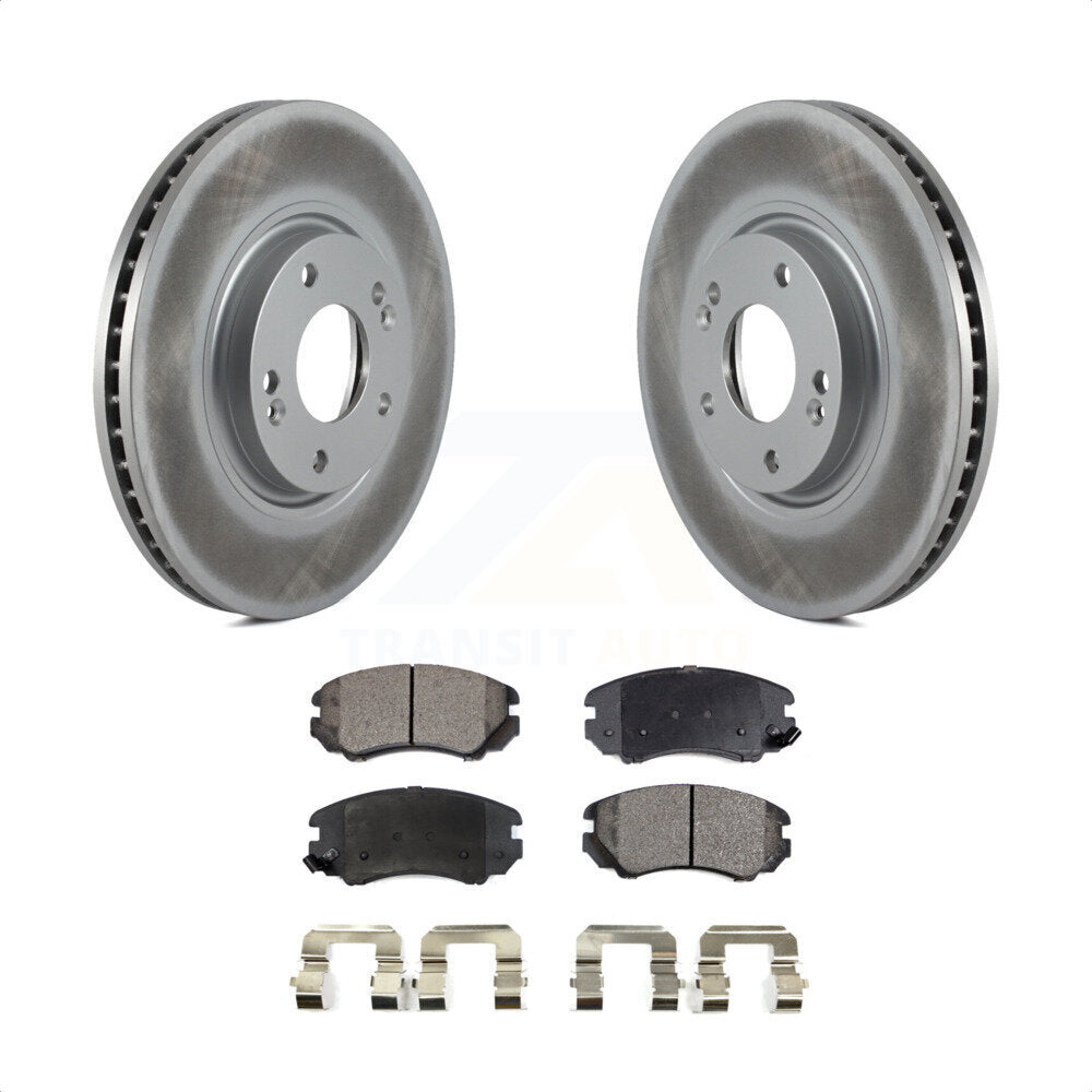 Front Coated Disc Brake Rotors And Semi-Metallic Pads Kit For Hyundai Azera Kia Amanti KGF-100290 by Transit Auto