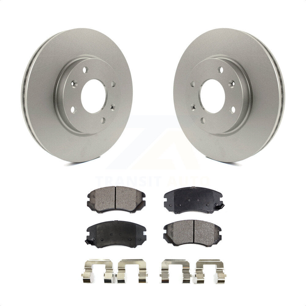 Front Coated Disc Brake Rotors And Semi-Metallic Pads Kit For Hyundai Sonata Kia Optima Magentis KGF-100302 by Transit Auto