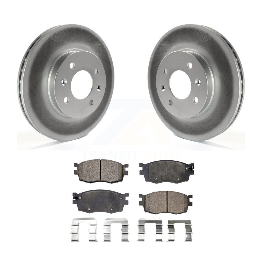 Front Coated Disc Brake Rotors And Semi-Metallic Pads Kit For Hyundai Accent Kia Rio Rio5 KGF-100329 by Transit Auto