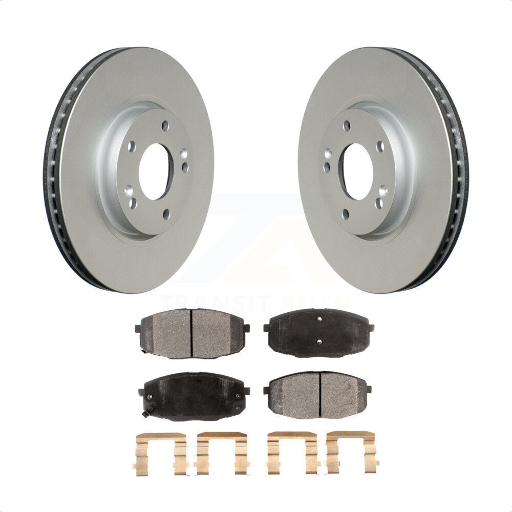 Front Coated Disc Brake Rotors And Semi-Metallic Pads Kit For Kia Forte Koup Forte5 KGF-100334 by Transit Auto