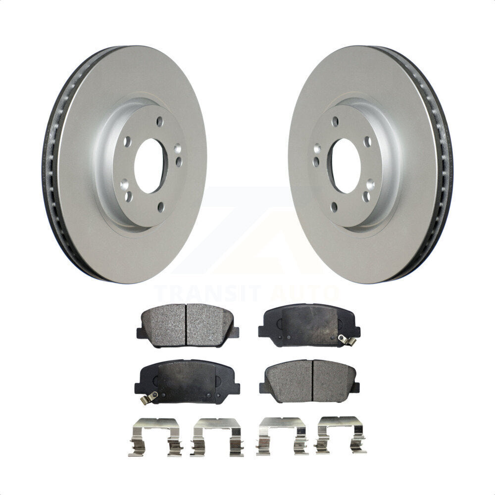 Front Coated Disc Brake Rotors And Semi-Metallic Pads Kit For Hyundai Veloster Kia Forte Koup KGF-100335 by Transit Auto