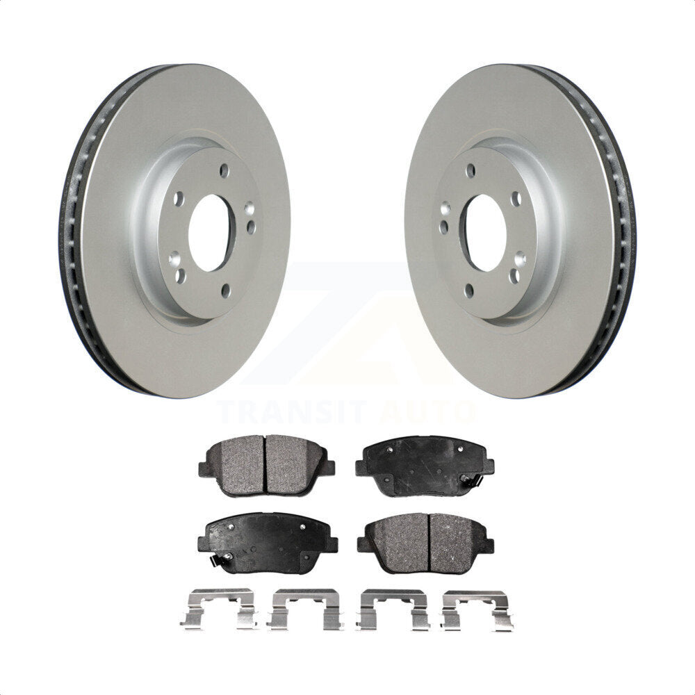 Front Coated Disc Brake Rotors And Semi-Metallic Pads Kit For Hyundai Sonata Kia Optima KGF-100337 by Transit Auto