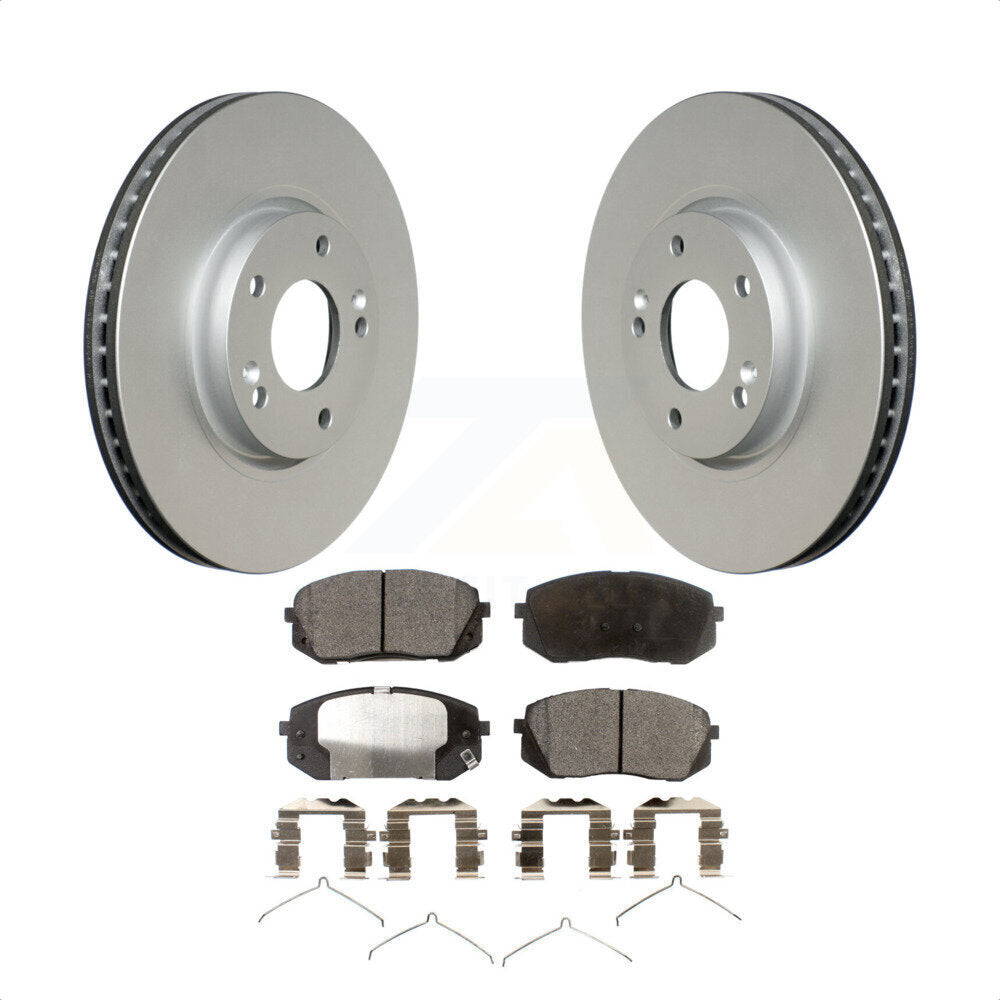 Front Coated Disc Brake Rotors And Semi-Metallic Pads Kit For 2016 Hyundai Sonata FULL HYBRID EV-GAS (FHEV) engine KGF-100341 by Transit Auto