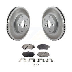 Front Coated Disc Brake Rotors And Semi-Metallic Pads Kit For 2005-2015 Toyota Tacoma With 5 Lug Wheels KGF-100345