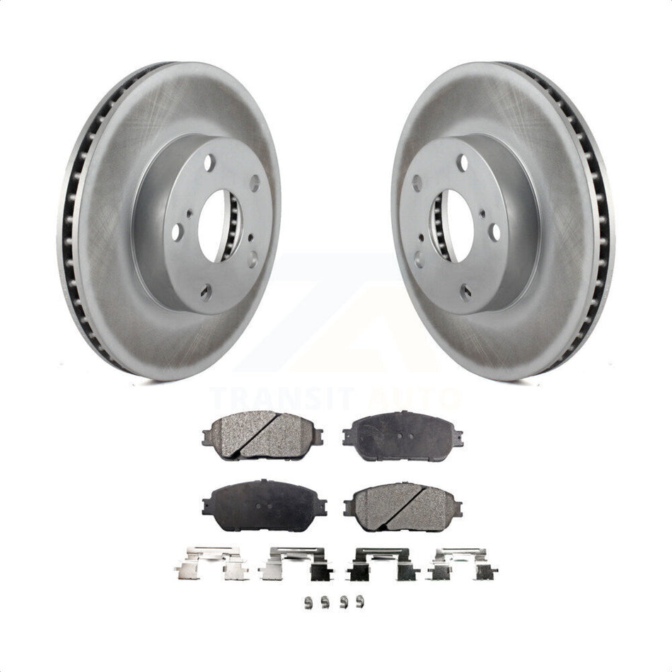 Front Coated Disc Brake Rotors And Semi-Metallic Pads Kit For 2005-2015 Toyota Tacoma With 5 Lug Wheels KGF-100345 by Transit Auto