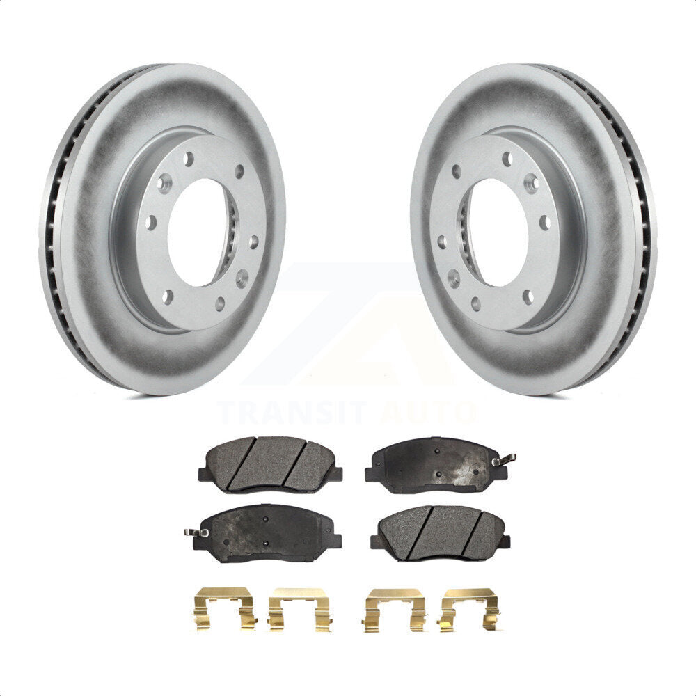 Front Coated Disc Brake Rotors And Semi-Metallic Pads Kit For Kia Sedona Hyundai Entourage KGF-100347 by Transit Auto