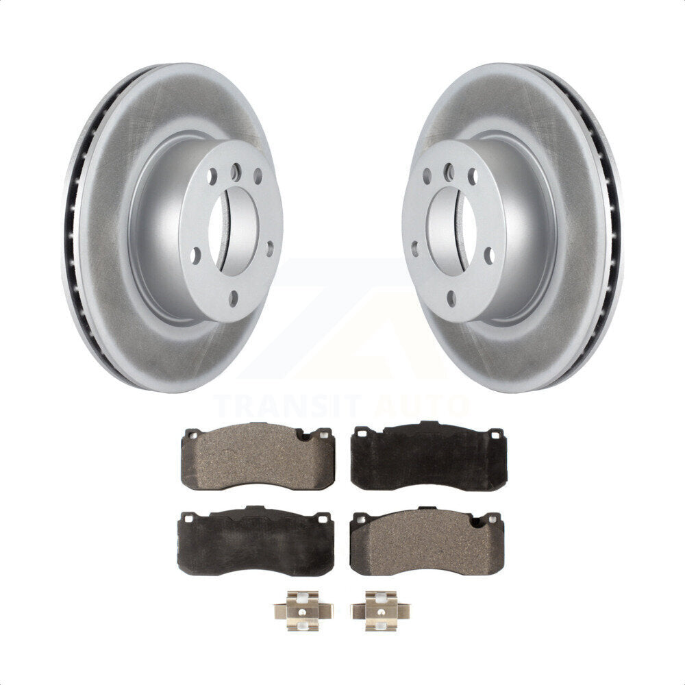 Front Coated Disc Brake Rotors And Semi-Metallic Pads Kit For 2006-2007 BMW 323i With 338mm Diameter Rotor KGF-100354 by Transit Auto