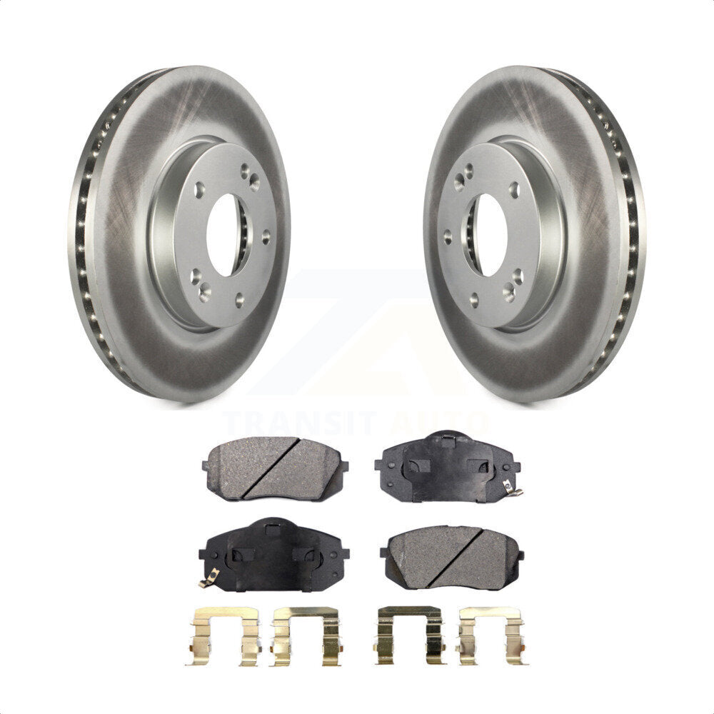 Front Coated Disc Brake Rotors And Semi-Metallic Pads Kit For 2007-2009 Kia Rondo KGF-100384 by Transit Auto