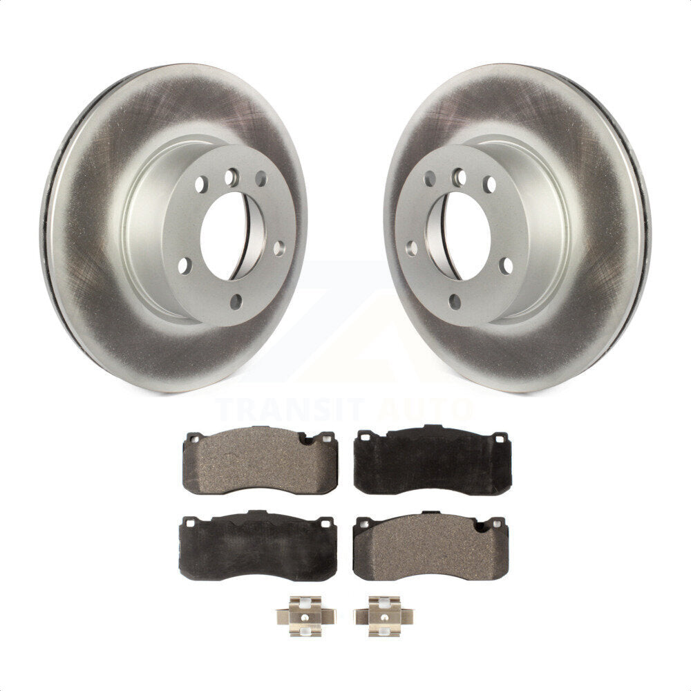 Front Coated Disc Brake Rotors And Semi-Metallic Pads Kit For 2012 BMW 328i 3.0L With 340mm Diameter Rotor KGF-100403 by Transit Auto