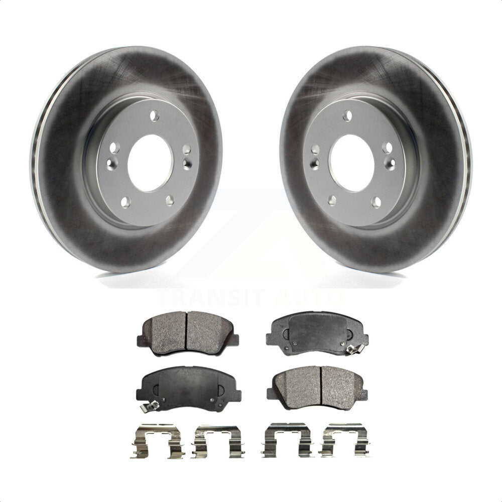 Front Coated Disc Brake Rotors And Semi-Metallic Pads Kit For Hyundai Elantra Kia Forte Veloster GT Forte5 Coupe Koup KGF-100447 by Transit Auto