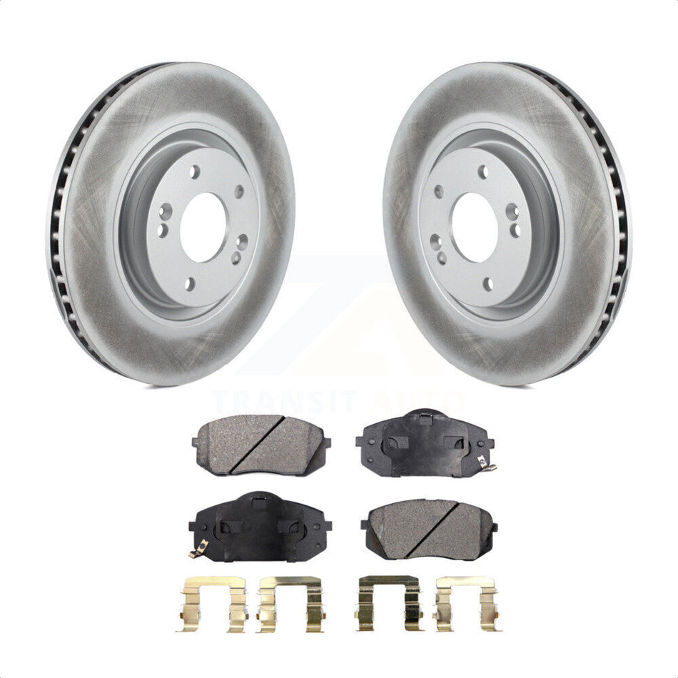 Front Coated Disc Brake Rotors And Semi-Metallic Pads Kit For Hyundai Tucson Sonata Kia Cadenza KGF-100450 by Transit Auto