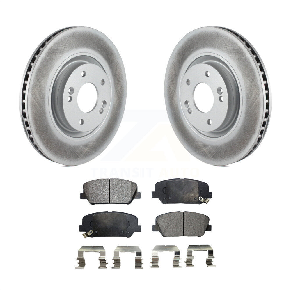 Front Coated Disc Brake Rotors And Semi-Metallic Pads Kit For 2011-2015 Kia Optima 2.0L KGF-100451 by Transit Auto