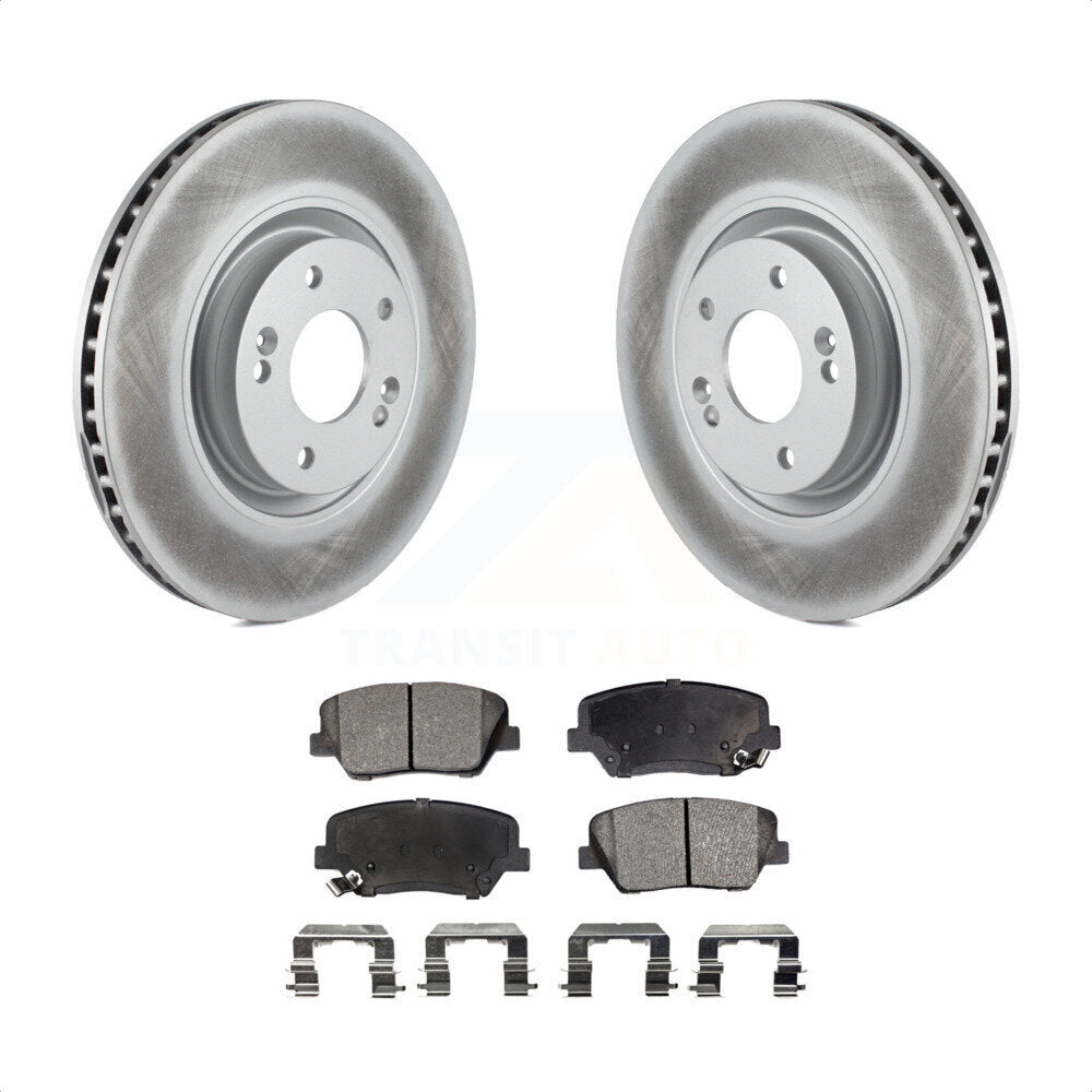 Front Coated Disc Brake Rotors And Semi-Metallic Pads Kit For 2012-2017 Hyundai Azera KGF-100452 by Transit Auto