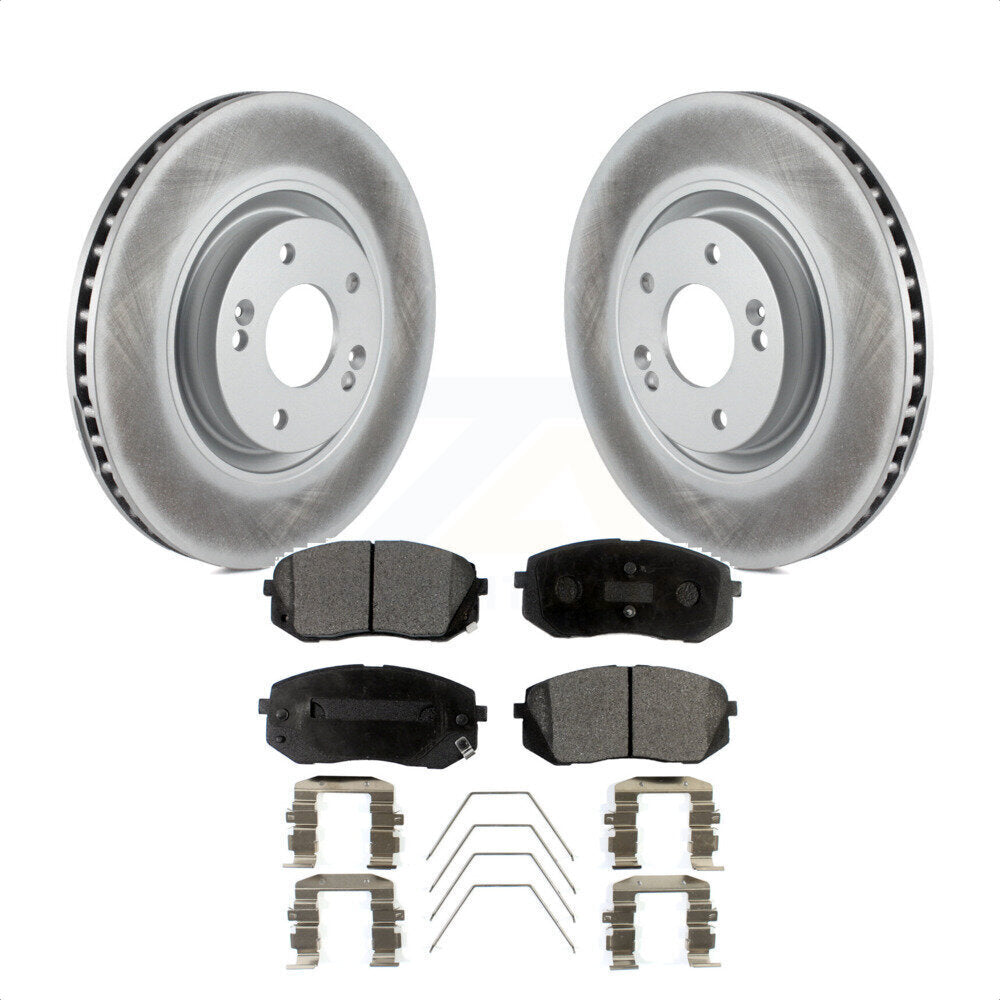 Front Coated Disc Brake Rotors And Semi-Metallic Pads Kit For Hyundai Sonata Kia Optima KGF-100454 by Transit Auto