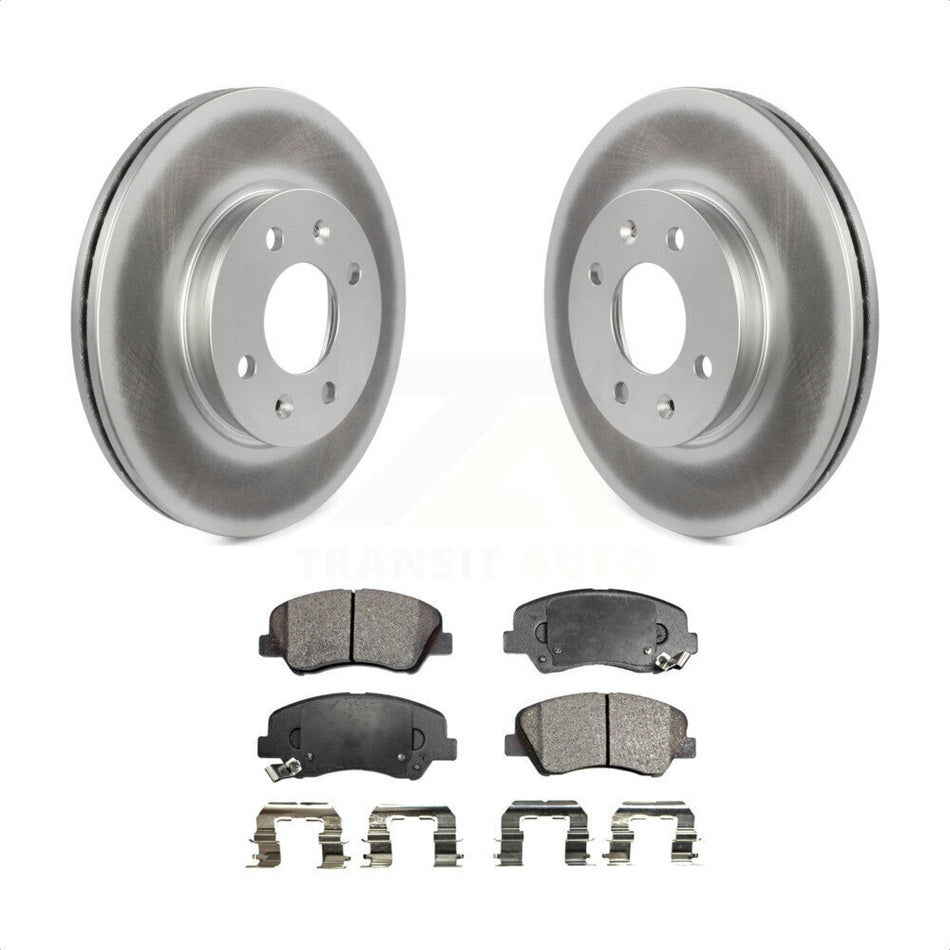 Front Coated Disc Brake Rotors And Semi-Metallic Pads Kit For Hyundai Accent Kia Rio KGF-100469 by Transit Auto