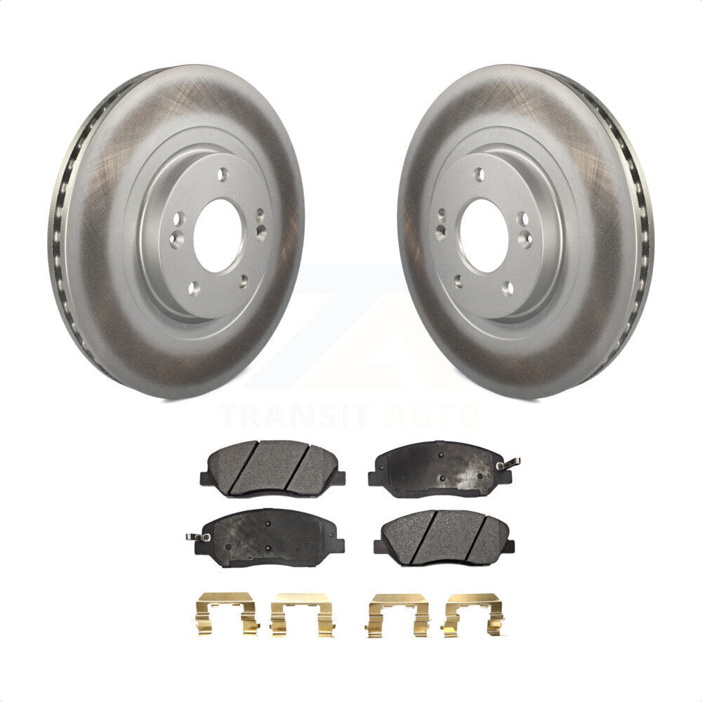 Front Coated Disc Brake Rotors And Semi-Metallic Pads Kit For 2013-2016 Hyundai Santa Fe XL 3.3L KGF-100474 by Transit Auto