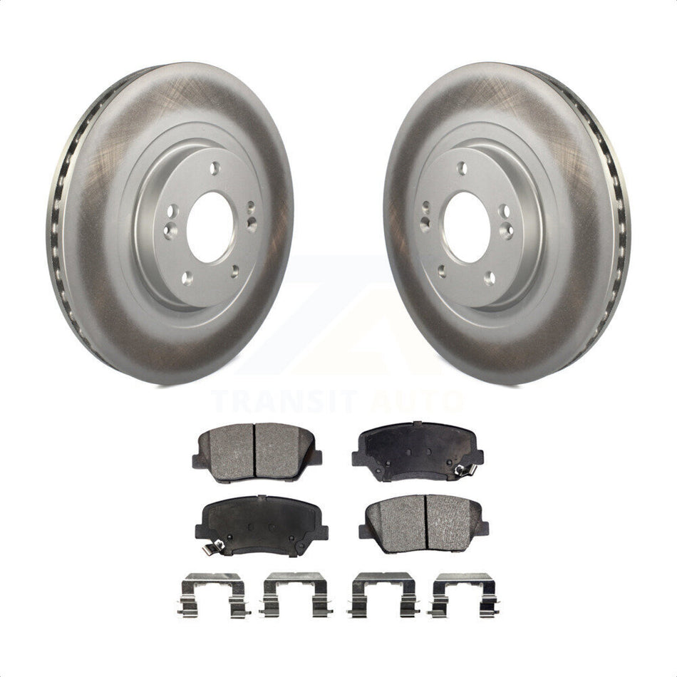 Front Coated Disc Brake Rotors And Semi-Metallic Pads Kit For Hyundai Santa Fe Sport Kia Sorento KGF-100475 by Transit Auto