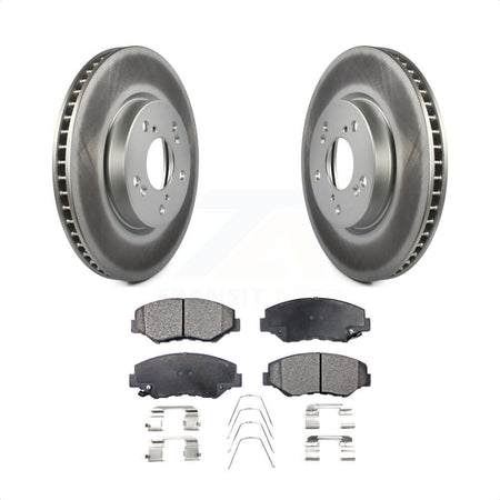 Front Coated Disc Brake Rotors And Semi-Metallic Pads Kit For 2015 Honda Civic EX with Manual transmission KGF-100482 by Transit Auto