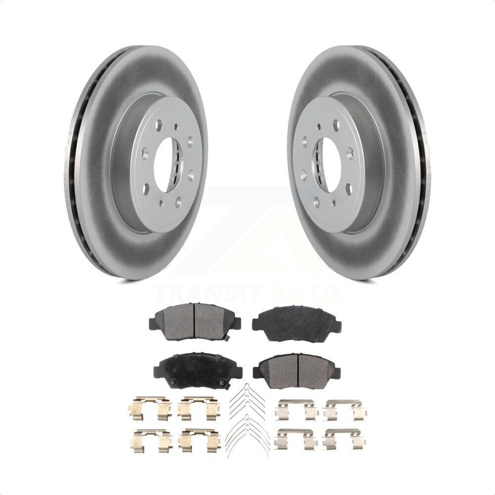 Front Coated Disc Brake Rotors And Semi-Metallic Pads Kit For Honda Fit KGF-100493 by Transit Auto