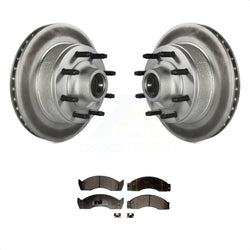 Front Coated Disc Brake Rotors Hub Assembly And Semi-Metallic Pads Kit For 2000-2002 Ford E-450 Econoline Super Duty With Single Rear Wheels KGF-100530