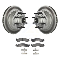Front Coated Disc Brake Rotors Hub Assembly And Semi-Metallic Pads Kit For Ford E-350 Super Duty E-250 Econoline F-250 HD Club Wagon E-450 KGF-100531
