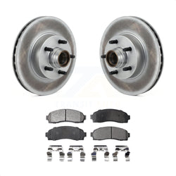 Front Coated Disc Brake Rotors Hub Assembly And Semi-Metallic Pads Kit For 2010-2011 Ford Ranger RWD KGF-100543