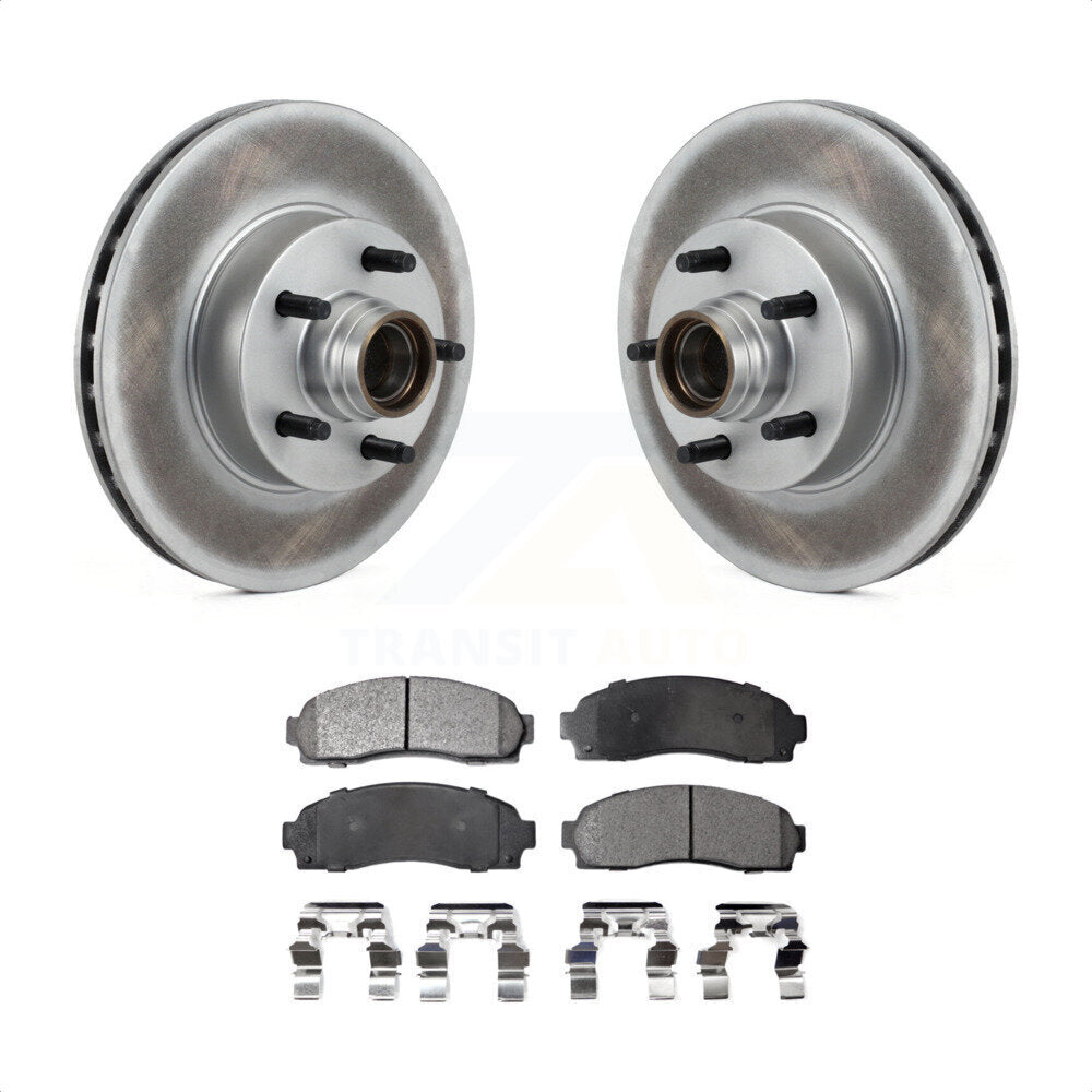 Front Coated Disc Brake Rotors Hub Assembly And Semi-Metallic Pads Kit For 2010-2011 Ford Ranger RWD KGF-100543 by Transit Auto