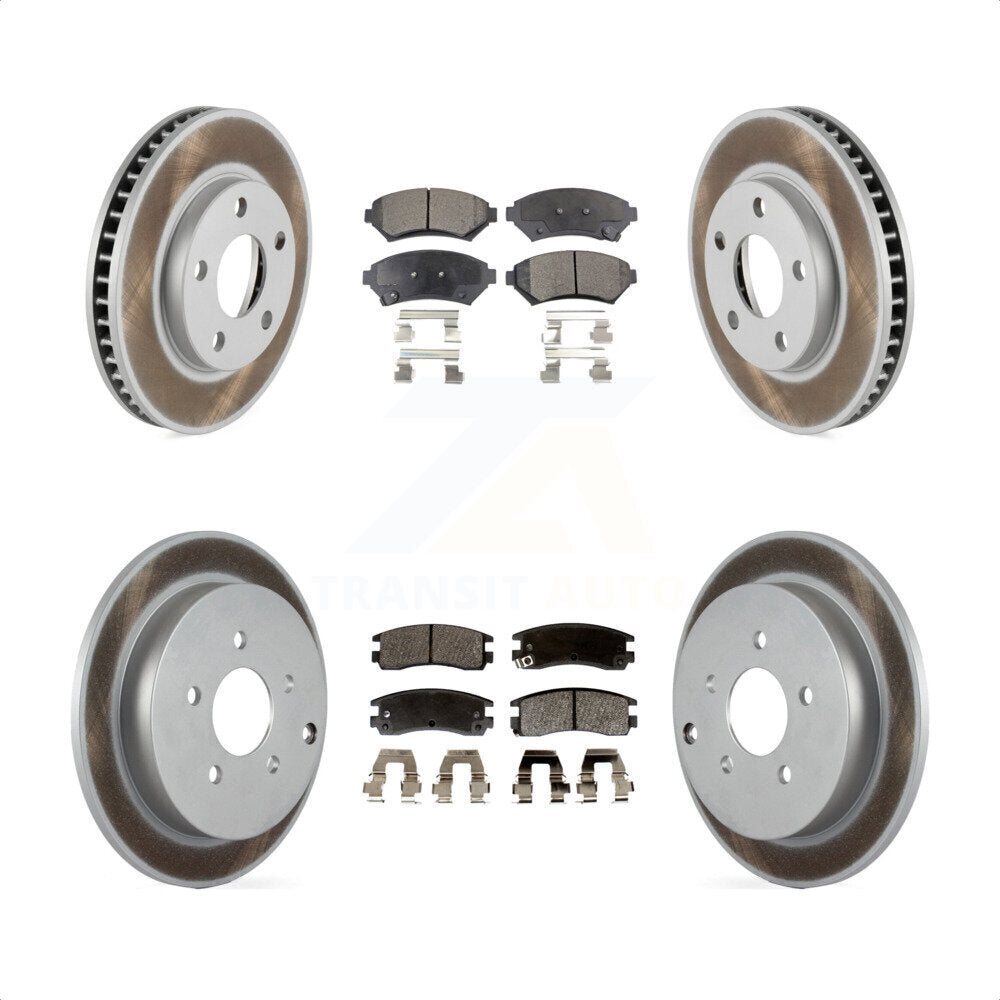 Front Rear Coated Disc Brake Rotors And Semi-Metallic Pads Kit For 2002-2004 Pontiac Montana FWD with rear brakes KGF-100546 by Transit Auto