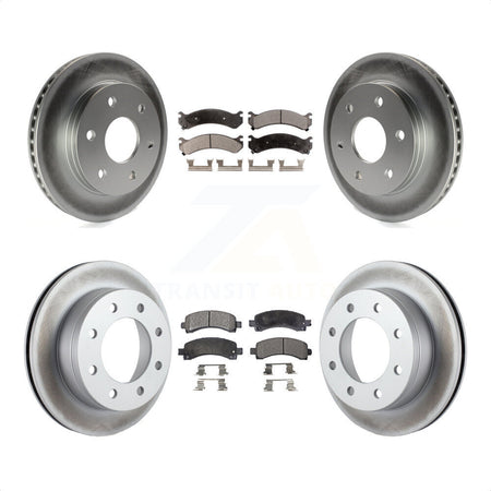 Front Rear Coated Disc Brake Rotors And Semi-Metallic Pads Kit For 2006 Chevrolet Express 2500 GAS engine With 6 Lug Wheels KGF-100553 by Transit Auto