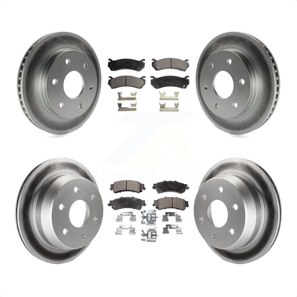 Front Rear Coated Disc Brake Rotors And Semi-Metallic Pads Kit For Chevrolet Silverado 1500 GMC Sierra Classic Suburban Tahoe Astro Yukon XL Safari KGF-100554 by Transit Auto