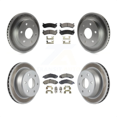 Front Rear Coated Disc Brake Rotors And Semi-Metallic Pads Kit For Chevrolet Silverado 1500 GMC Tahoe Sierra Suburban Yukon Avalanche XL Cadillac Escalade ESV EXT KGF-100558 by Transit Auto