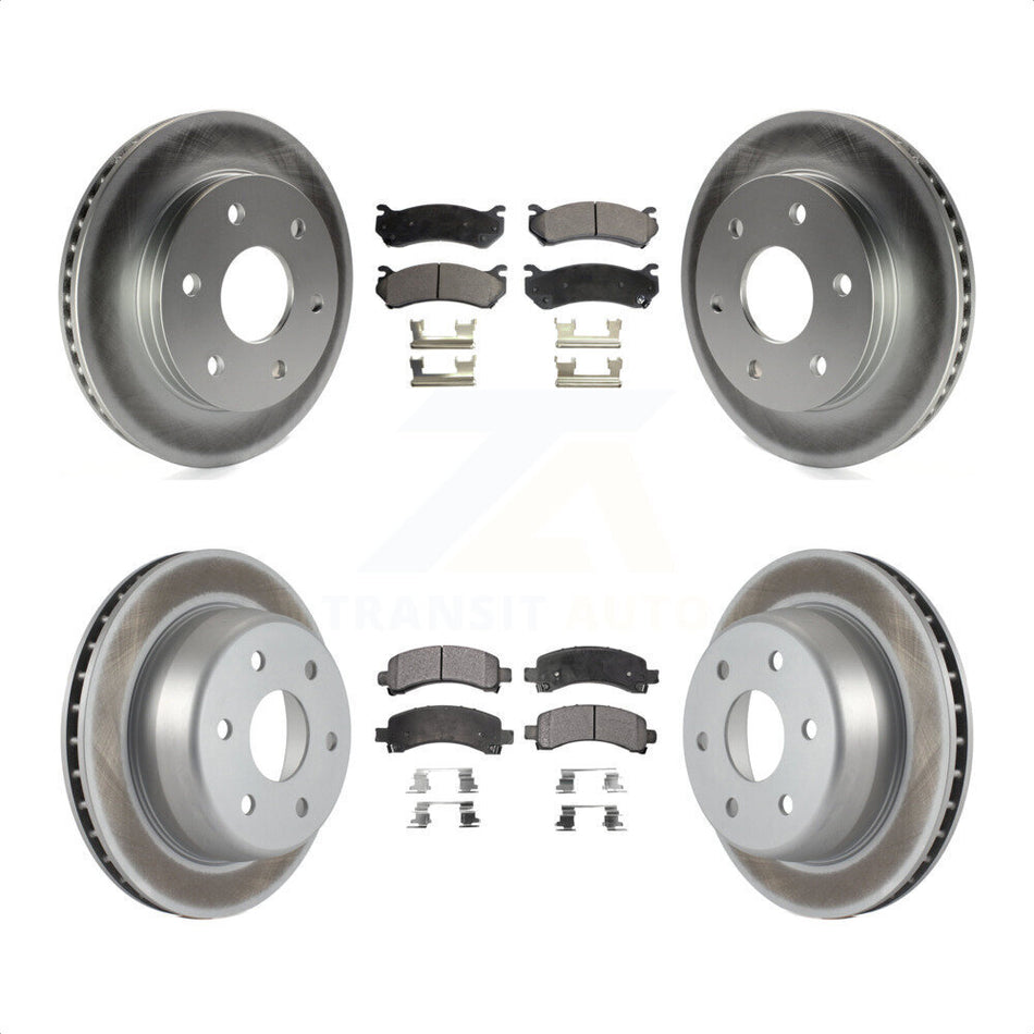 Front Rear Coated Disc Brake Rotors And Semi-Metallic Pads Kit For Chevrolet Tahoe GMC Suburban 1500 Yukon Avalanche XL Cadillac Escalade Express Savana KGF-100559 by Transit Auto