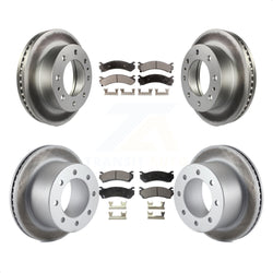 Front Rear Coated Disc Brake Rotors And Semi-Metallic Pads Kit For 2007 GMC Sierra 3500 Classic With 12000 Lb GVW KGF-100568